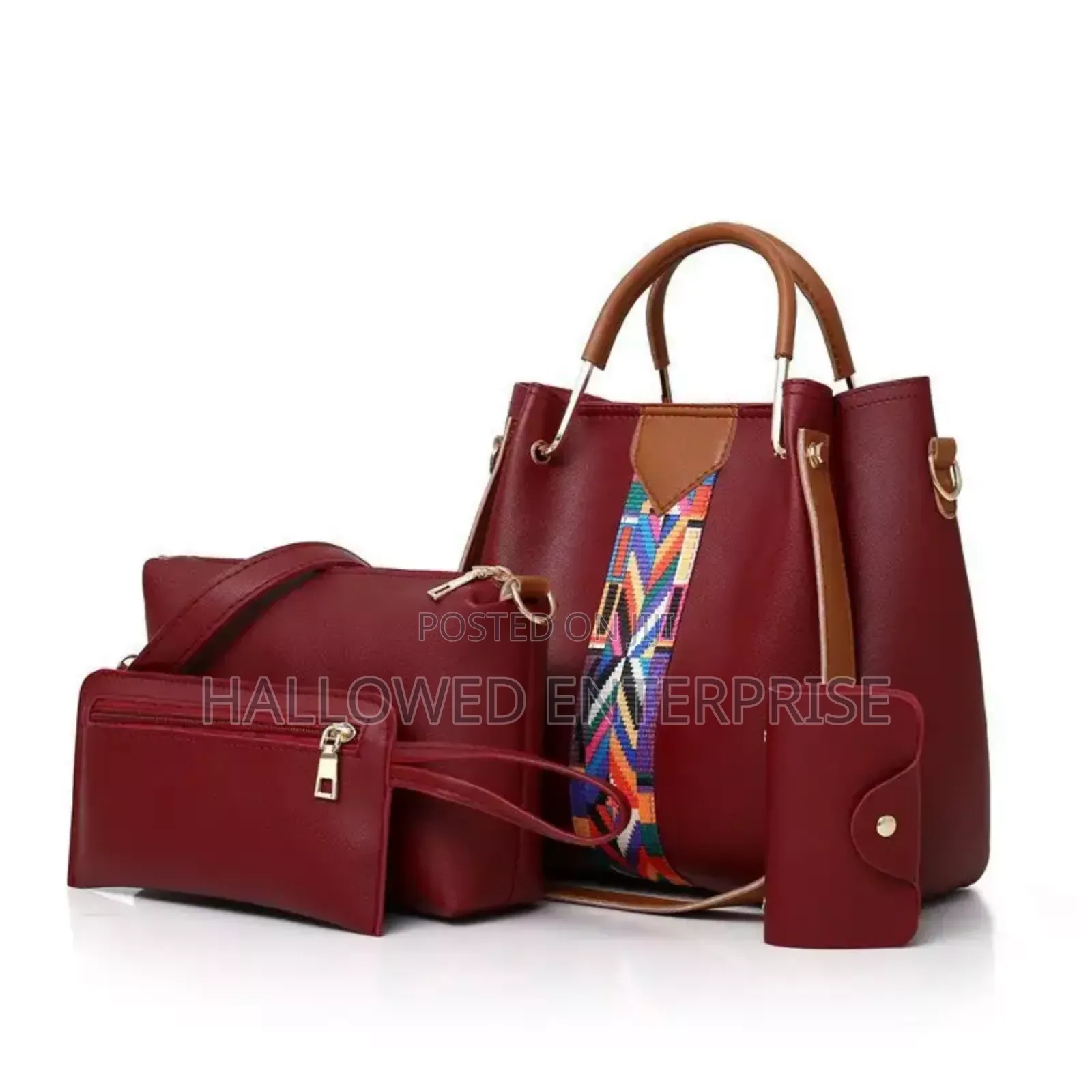 High Quality Leather Pu Handbag 4pcs in 1set