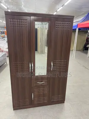 Coffee Color Wooden Wardrobe (3 Doors )