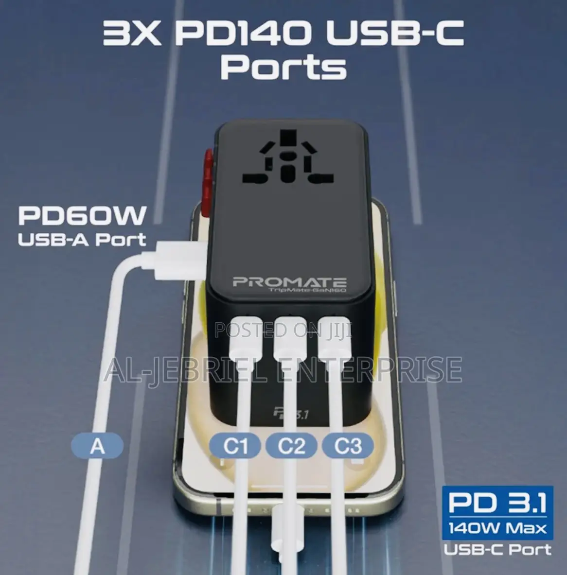 Promate 160watts Travel Adapter