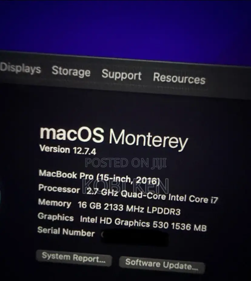 Laptop Apple MacBook Pro 2016 16GB Intel Core i7 SSD 512GB