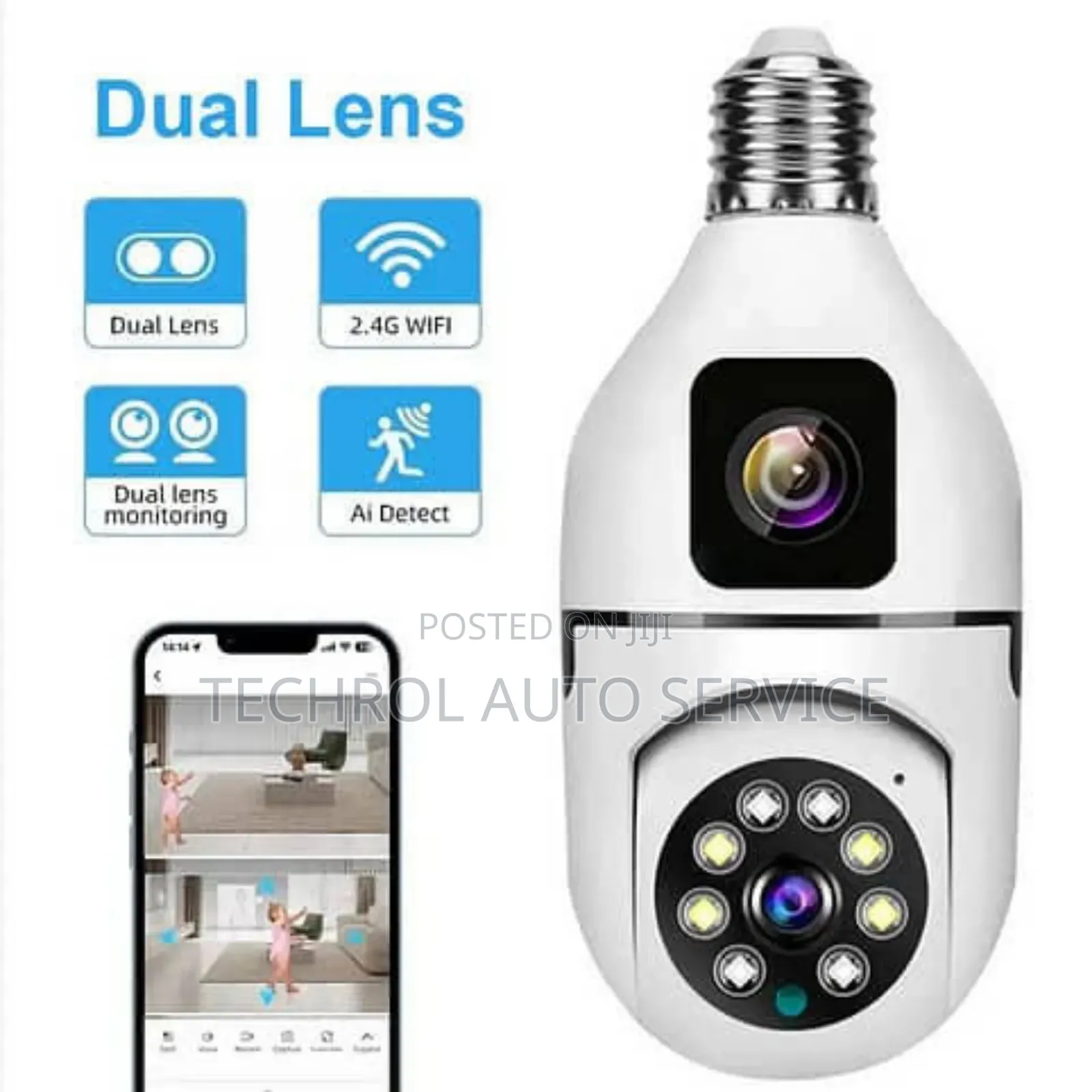 Dual Lens Panorama Bulb Camera V380 Pro