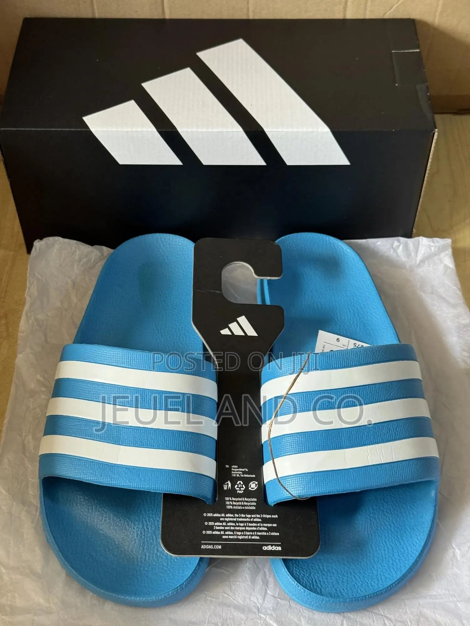 Original Adidas Adilette Aqua Blue and White