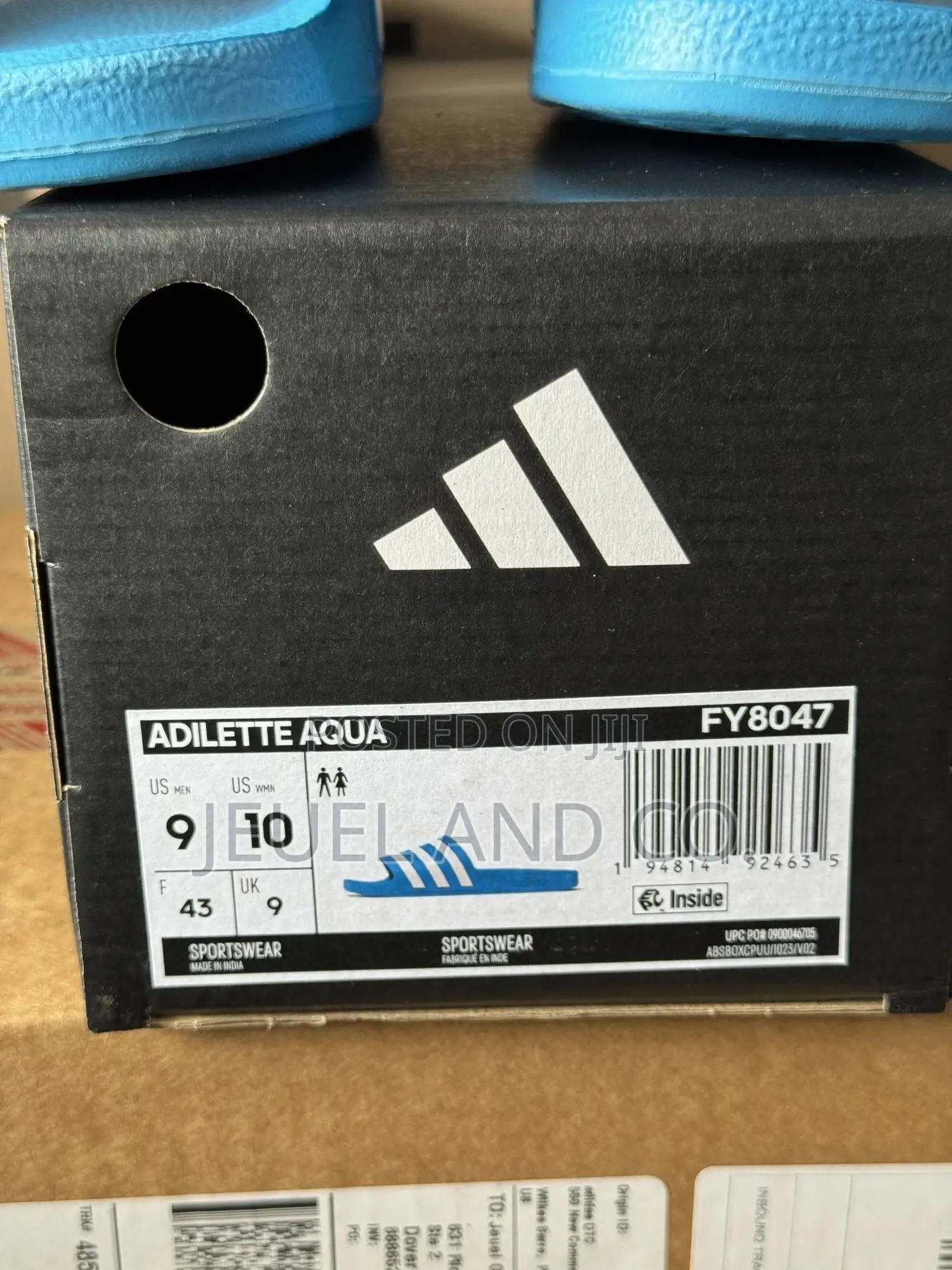 Original Adidas Adilette Aqua Blue and White
