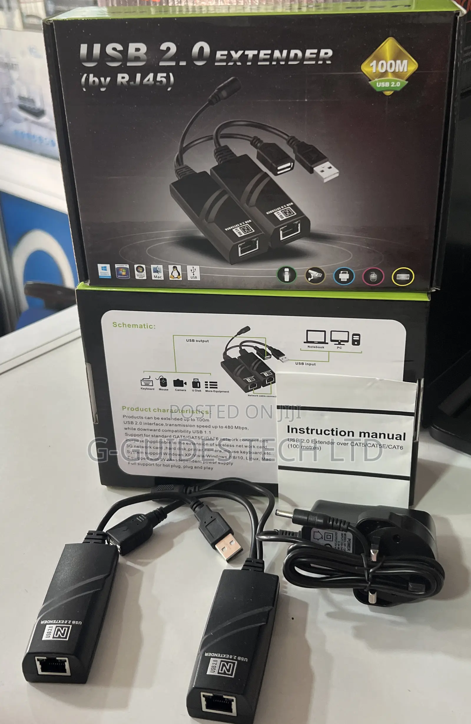 100m Usb Rj45 Extender, 100m Usb 2.0 Extender Over Cat5/Cat6