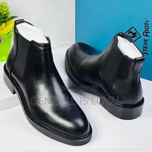 Steve Riot Black Leather Men’S Elastic Boot