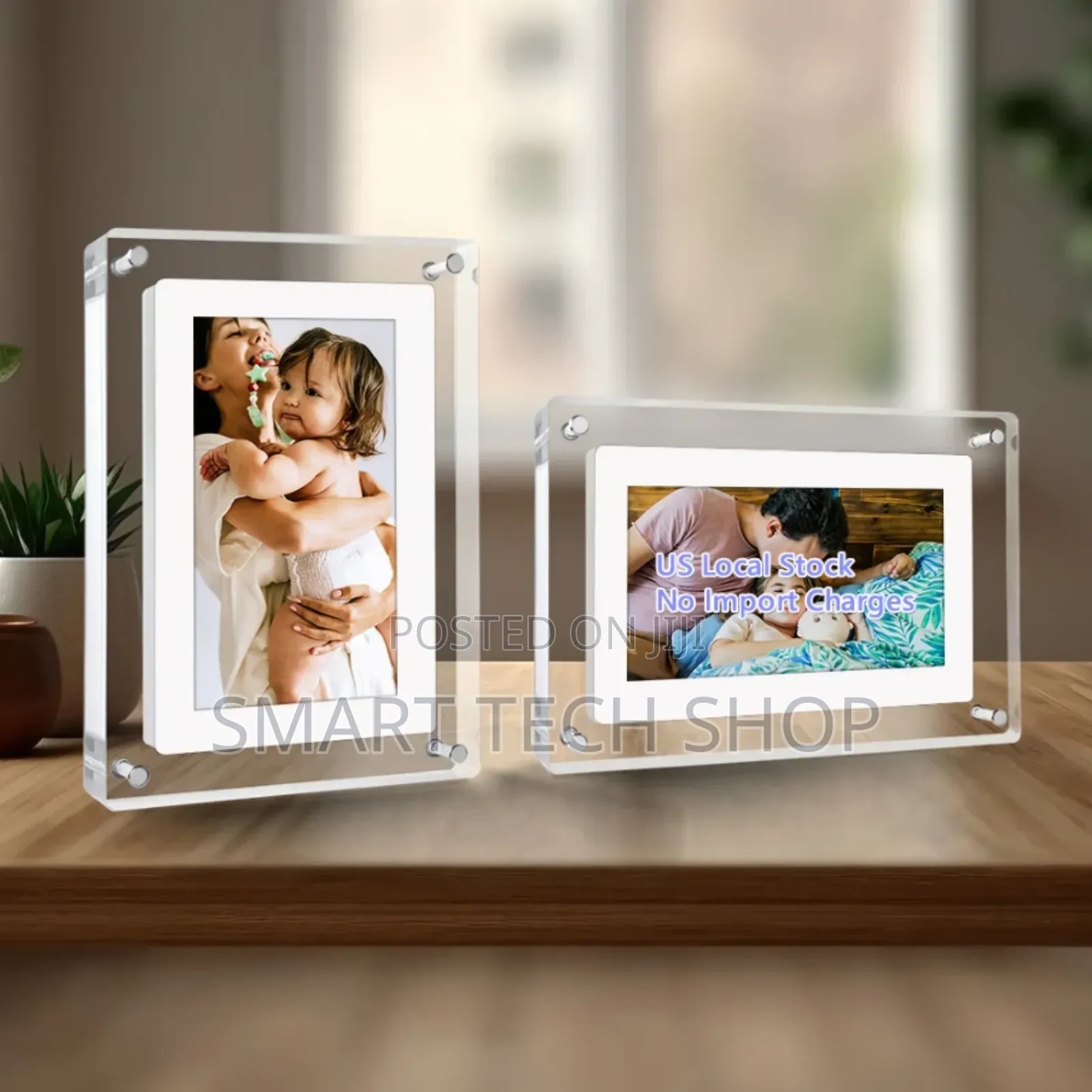 Acrylic Digital Photo Frame 1500mah Battery 7"Ips Screen Speaker 4gb