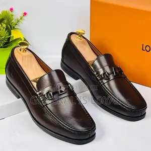 Louis Vuitton Coffee Solid Leather Men’S Loafers