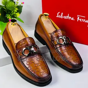 Salvatore Ferragamo Brown Solid Leather Men’S Loafer