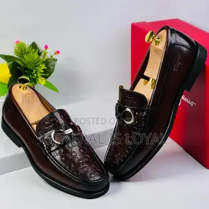 Salvatore Ferragamo Coffee Solid Leather Men’S Loafer