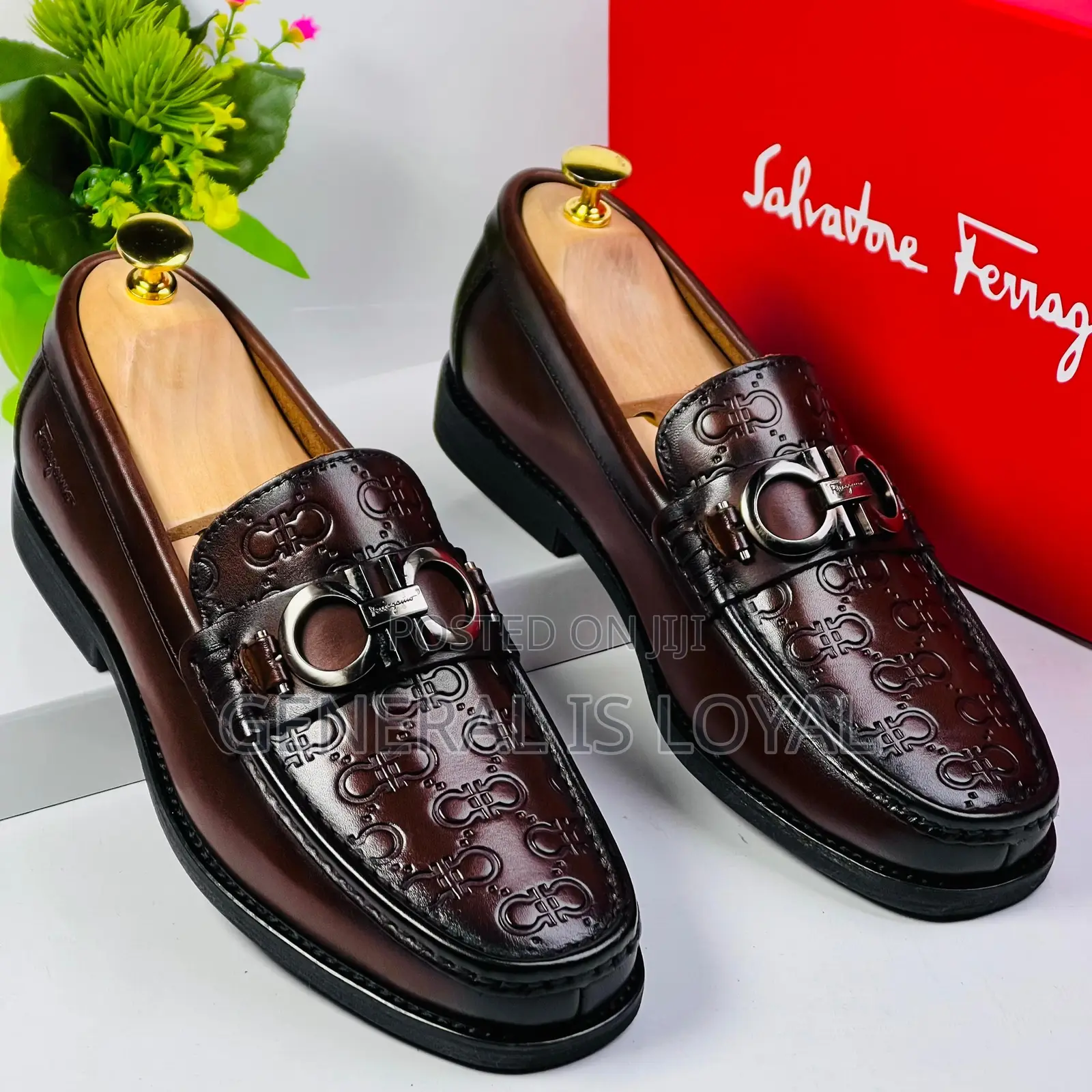 Salvatore Ferragamo Coffee Solid Leather Men’S Loafer