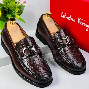 Salvatore Ferragamo Coffee Solid Leather Men’S Loafer
