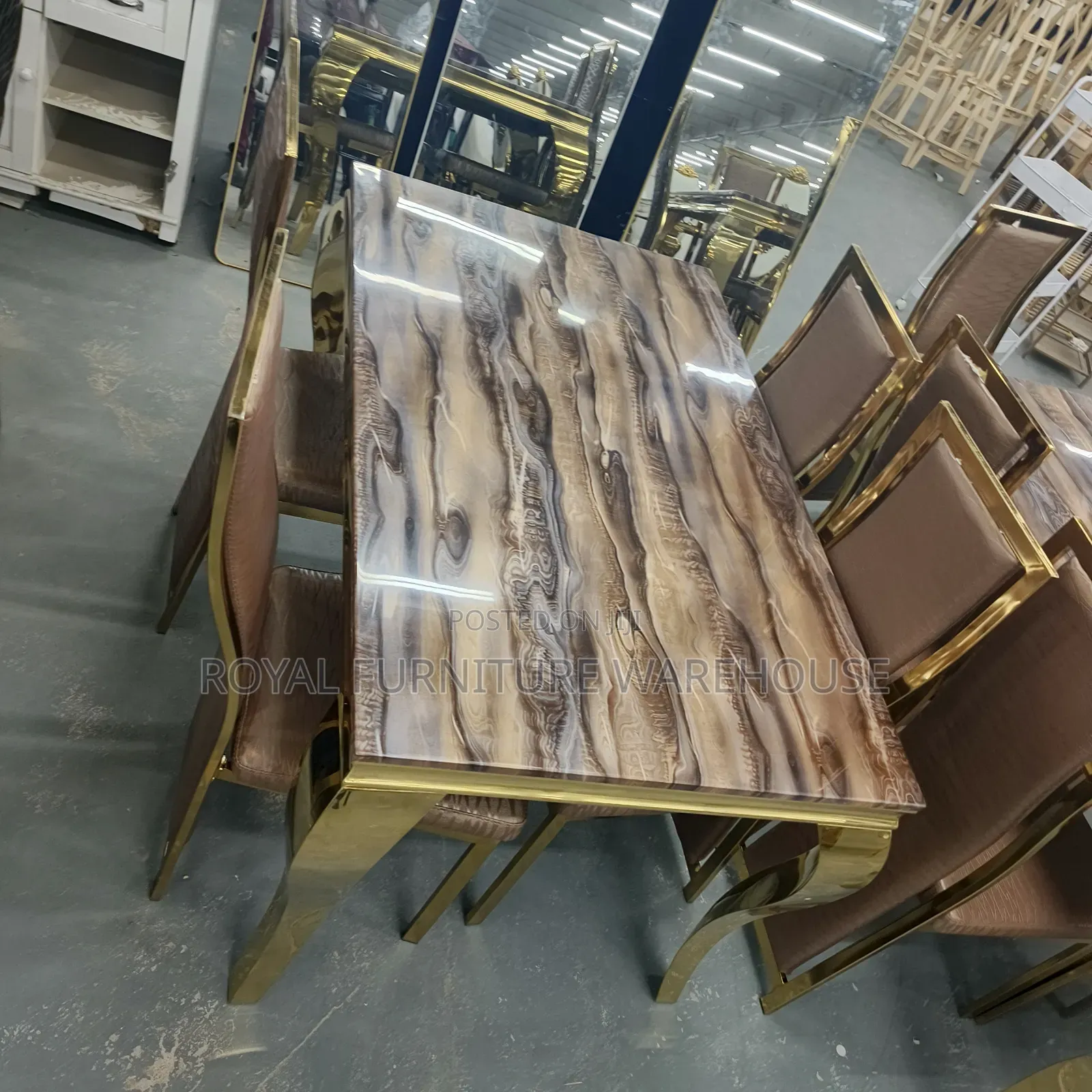 Durable Marble With Metallic Frame and 4 Comfortable Seater Diningset