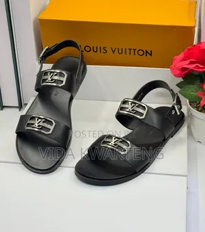 Louis Vuitton Black Leather Sandals