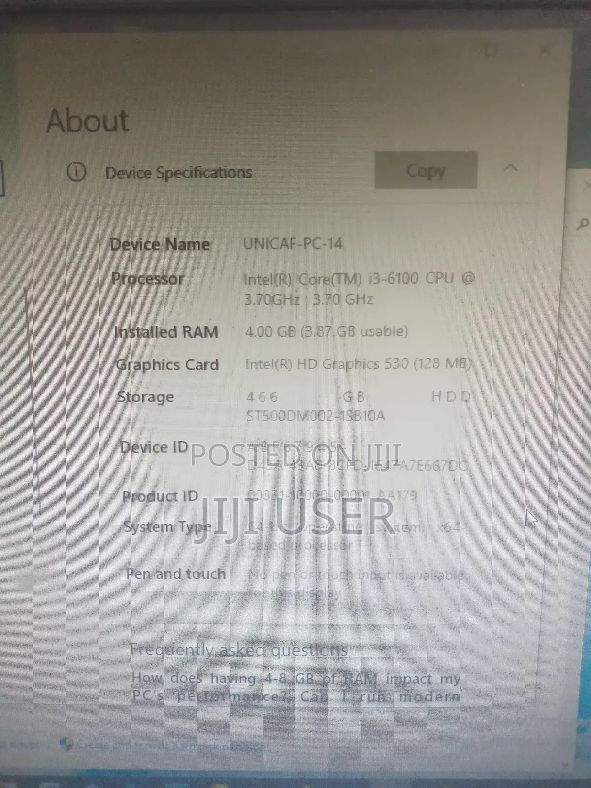 Desktop Computer HP 8GB Intel Core I3 HDD 500GB