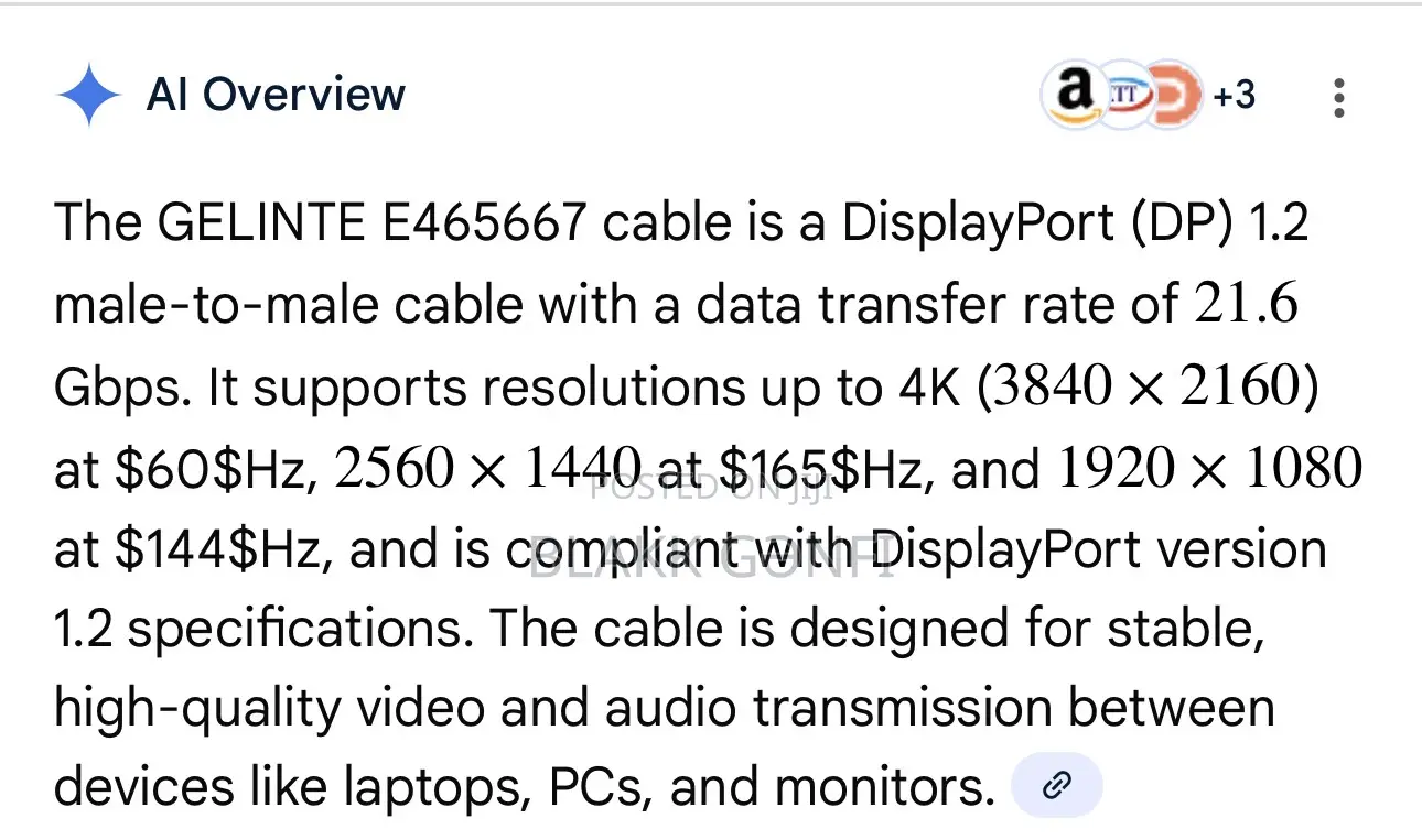 Gelinte 4k/2k@165hz Display Port High Speed Cable