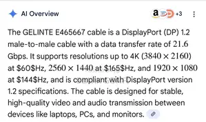 Gelinte 4k/2k@165hz Display Port High Speed Cable