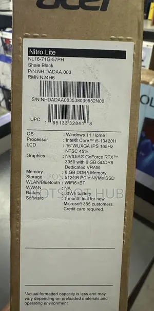 New Laptop Acer 8GB Intel Core 5 SSD 512GB