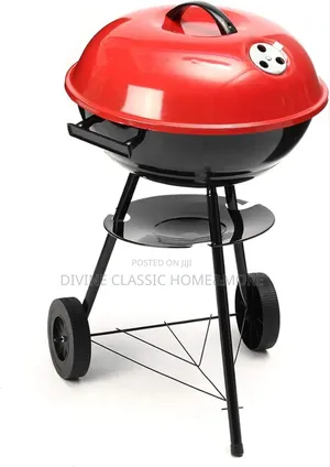 Portable Red Kettle Trolley Charcoal BBQ Grill