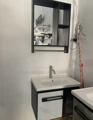 Black and White Cabinet Basin With Mirror_wash Hand Cabinet Basin