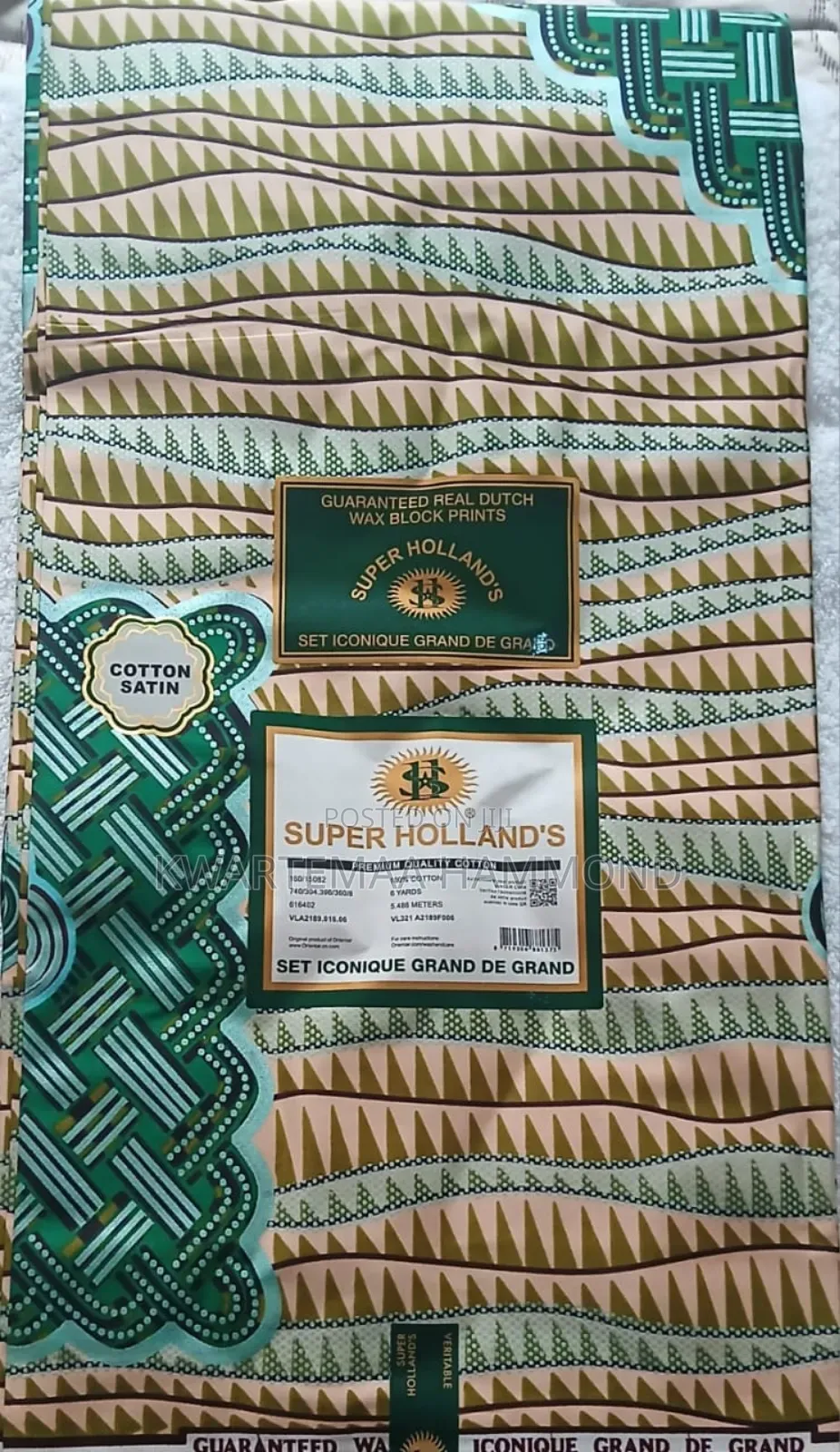 Quality 6 Yards Cotton Satin Holland Wax With Glitter