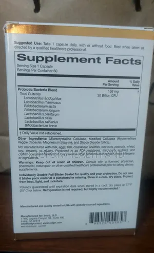 Lactobif, 30 Billion Probiotic Cfu, 60caps. High Potency Gut Care.