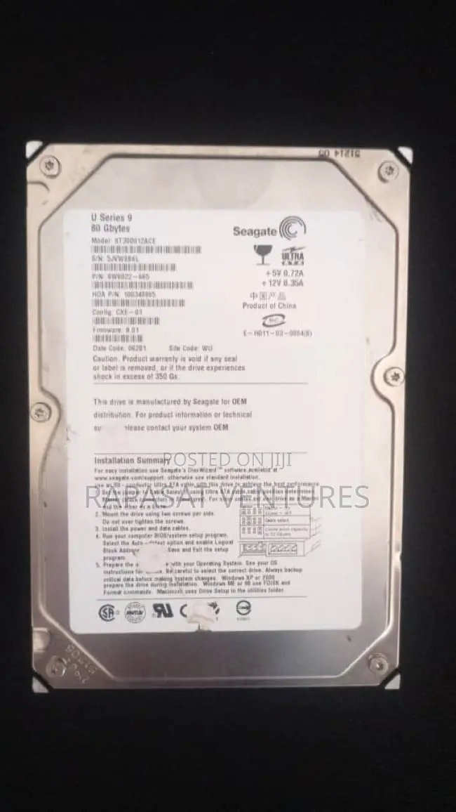 Seagate 80gb Ide Hard Drive