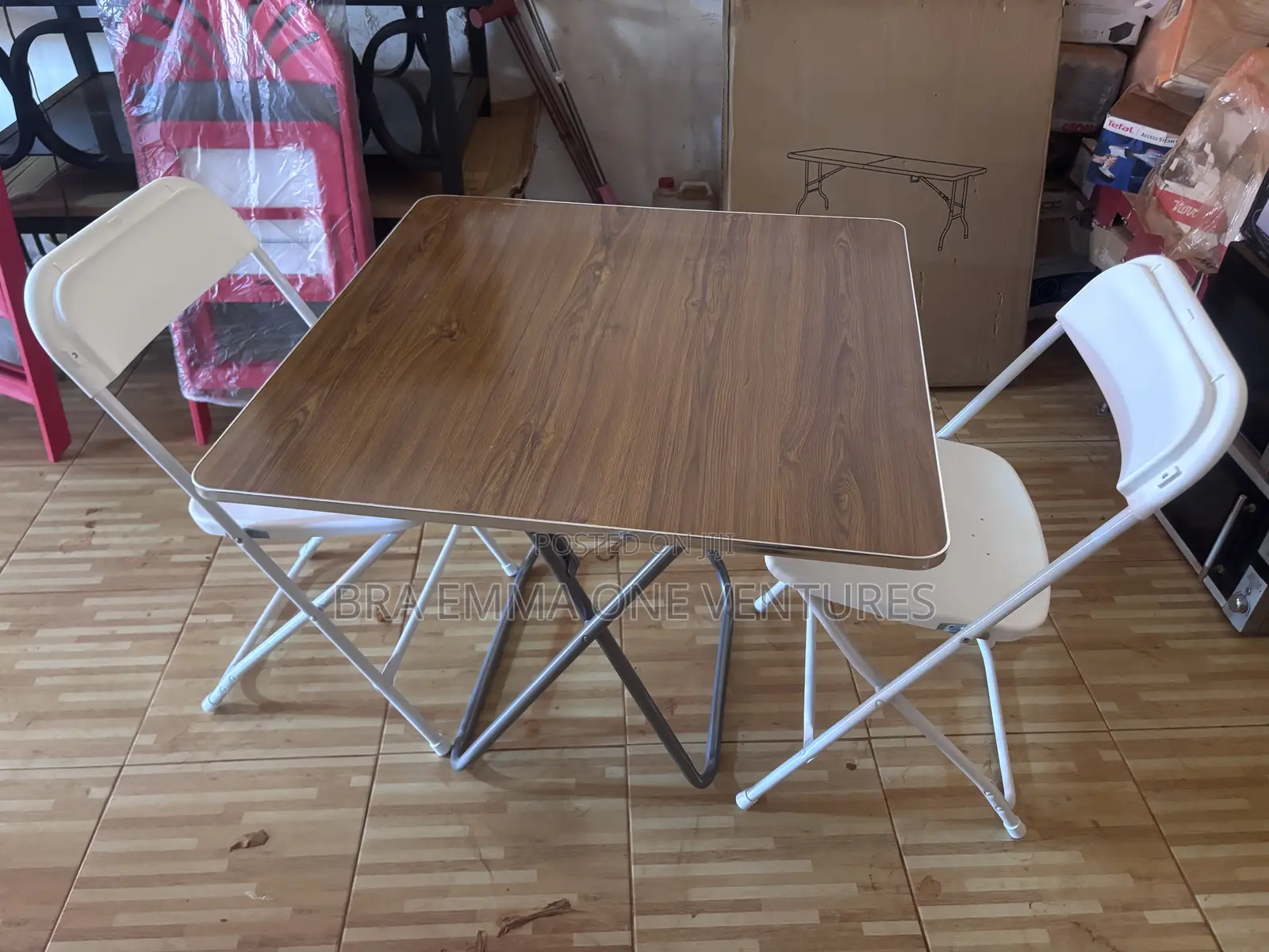 Wooden Foldable Table With 2 Folding Chairs
