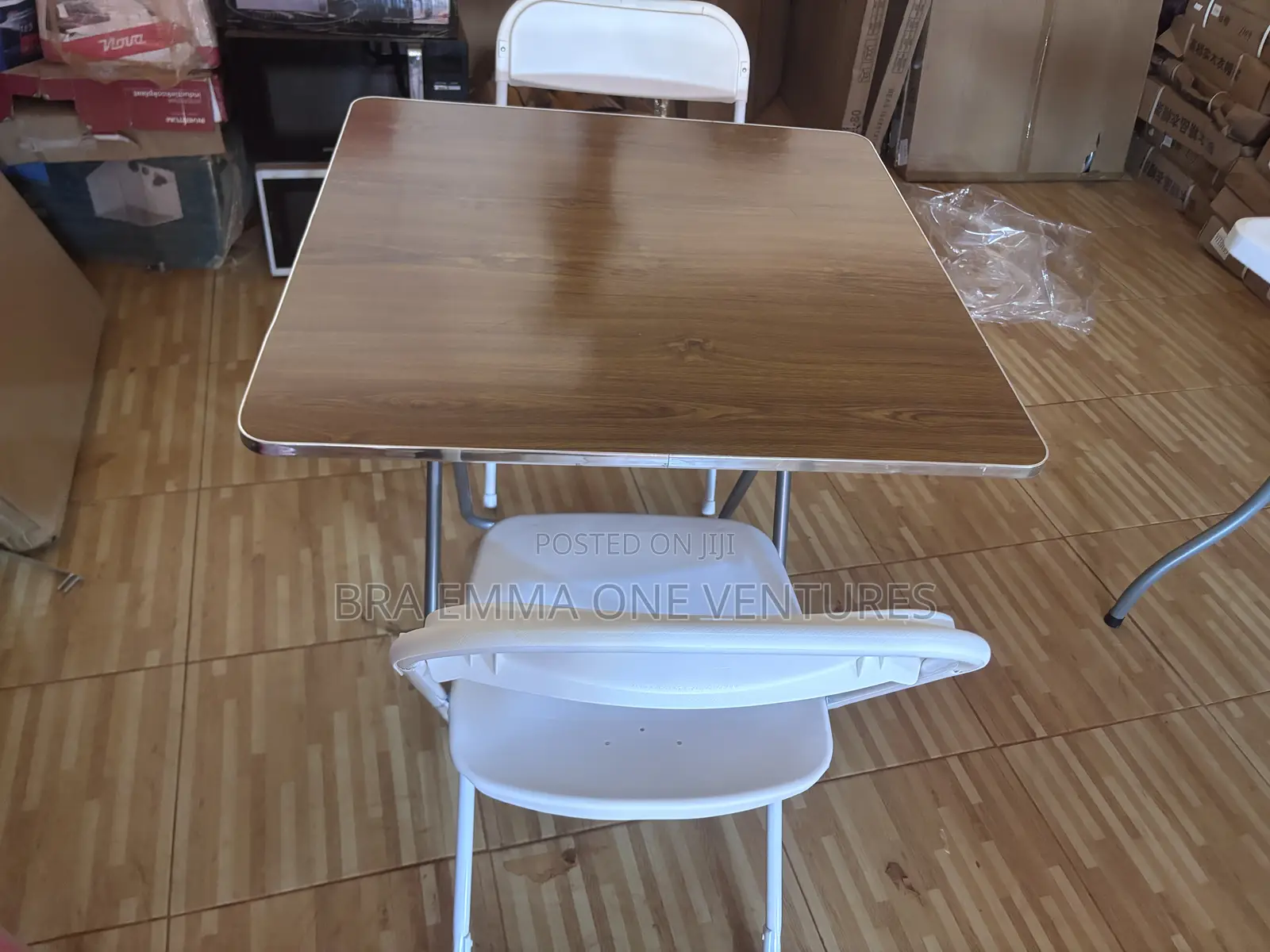 Wooden Foldable Table With 2 Folding Chairs