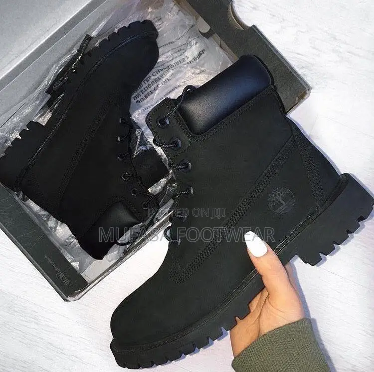 Black Timberland Premium 6-Inch Waterproof Boots.