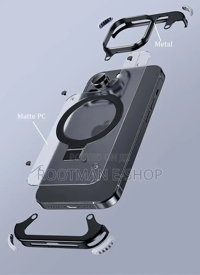 iPhone 17 Pro and Pro Max Frosted Frameless Metal Kickstand Case