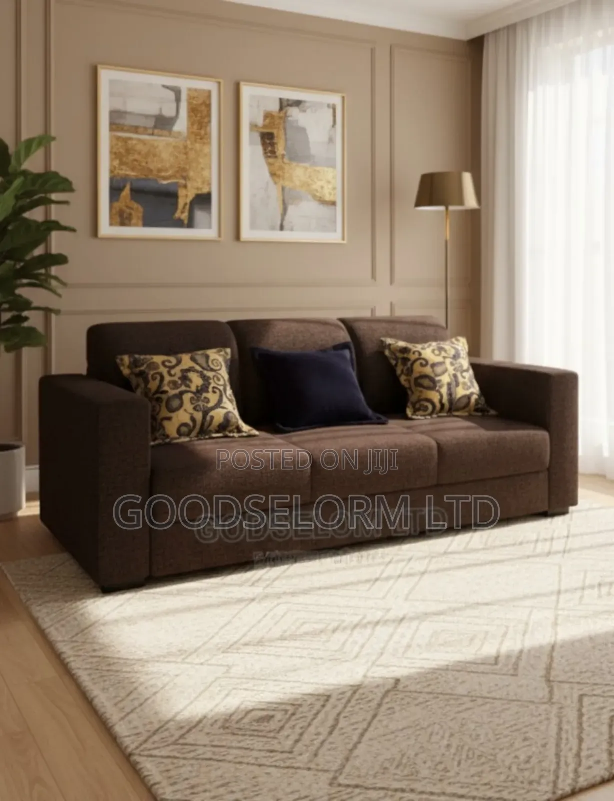 Premium 3-Seater Fabric Sofa – Modern Comfortable