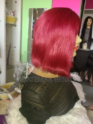 Short Wine Color Wig Cap