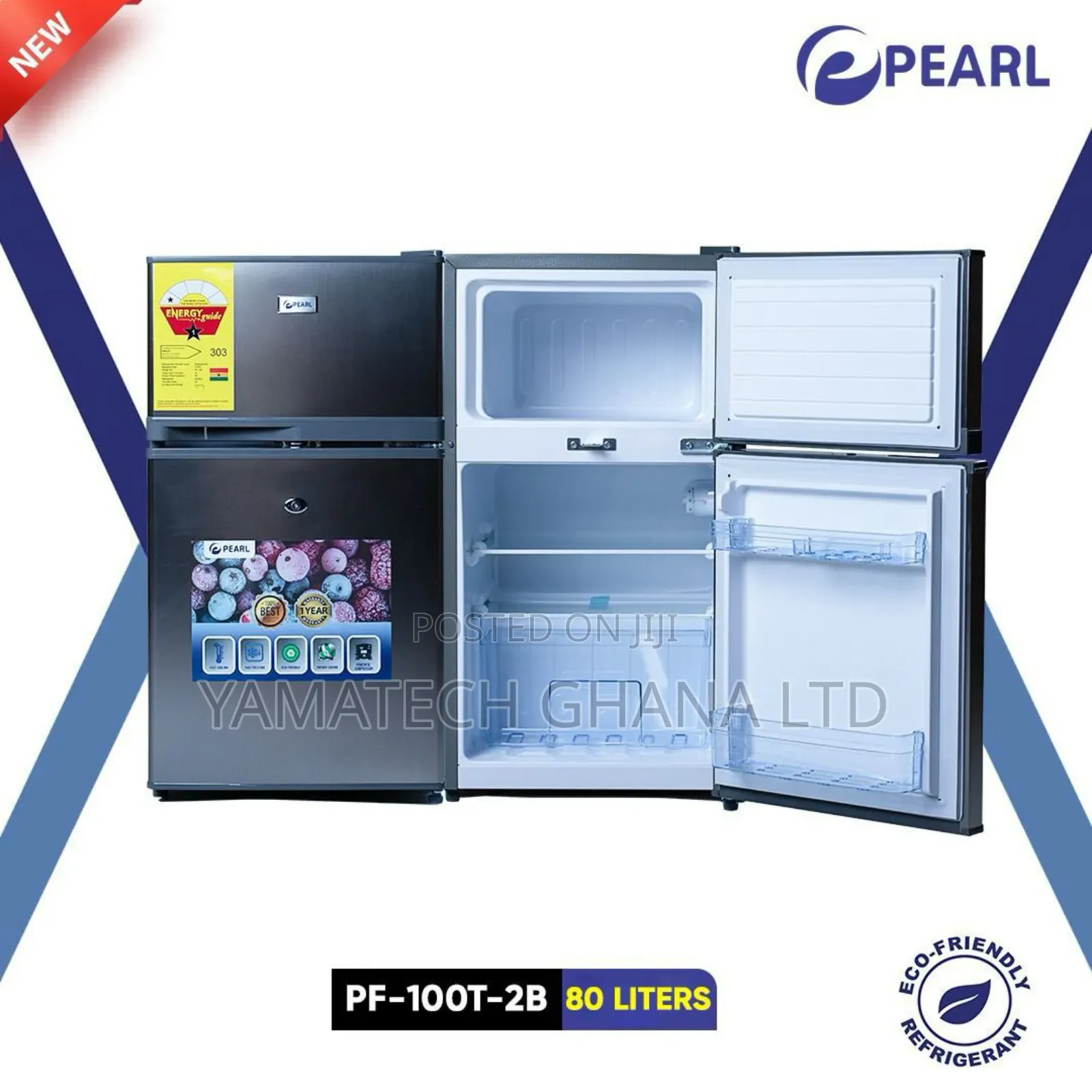 Quality Pearl 68l Double Door Table Top Fridge With Top Freezer