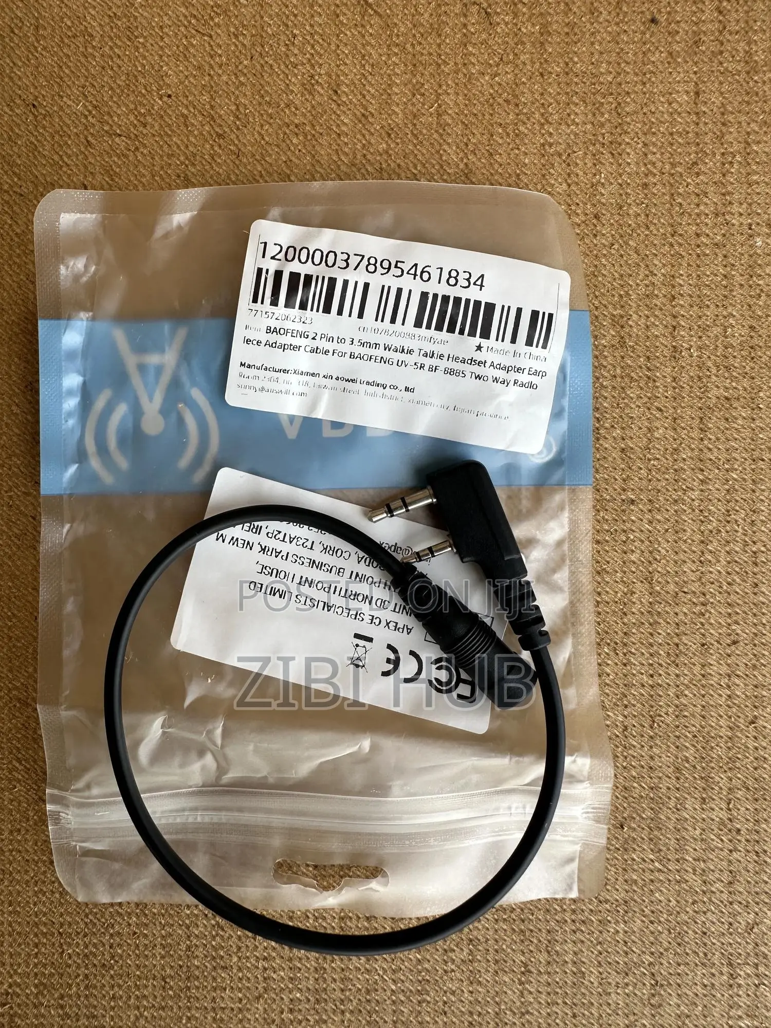 Baofeng 2 Pin to 3.5mm Walkie Talkie Headset Adapter