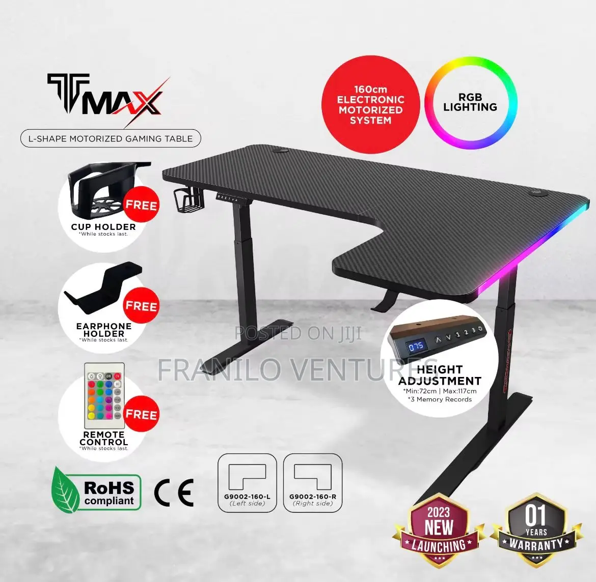 1.6m L-Shaped Electric Adjustable Desk