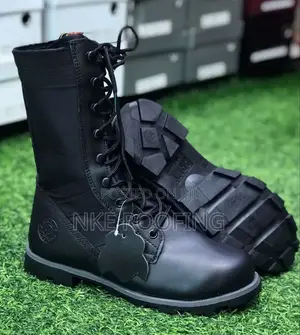 Black Leather Military Boot