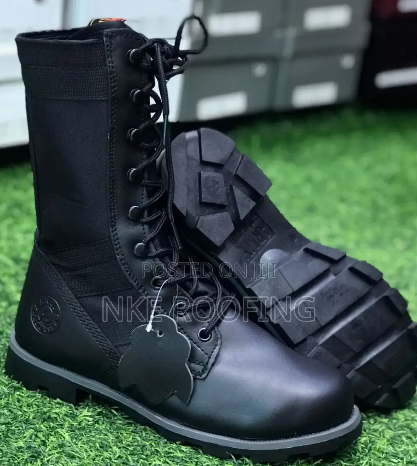 Black Leather Military Boot