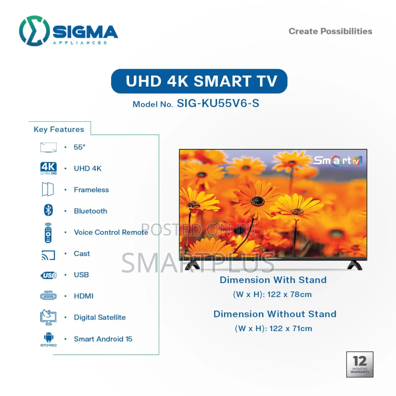 Sigma 55 Inch Smart Sig-Ku55v6-S Android Television
