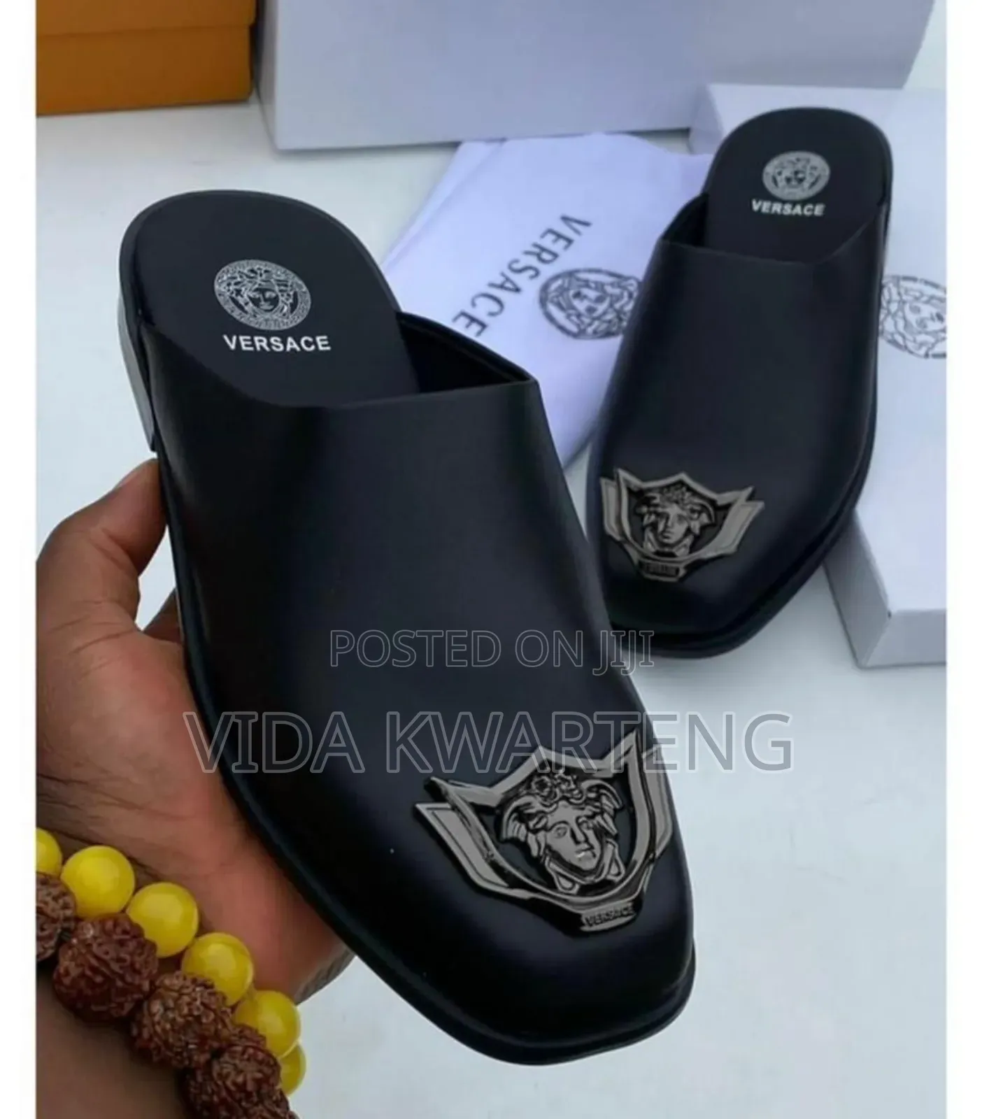 Original Classic Versace Black Half Shoe