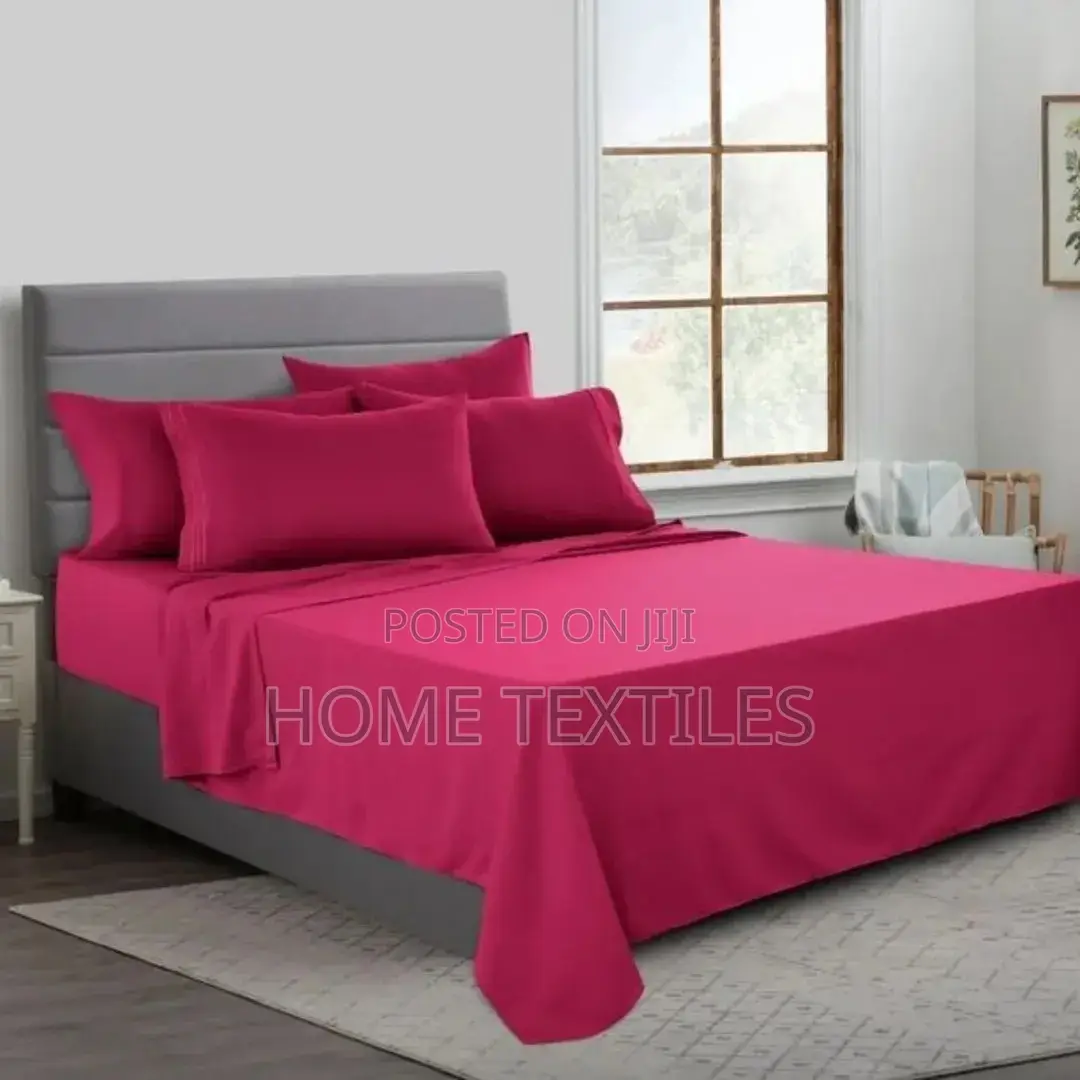 6 Pieces Hot Pink Bedsheet (1 Fitted,1 Flat Sheet and 4 Pillow Cases)