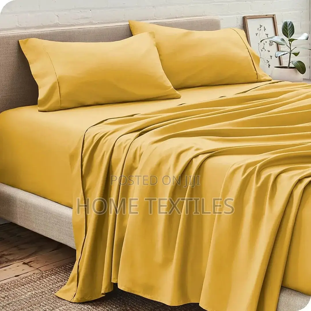 1 Fitted and 1 Flat Yellow Bedsheets With 4 Pillowcases