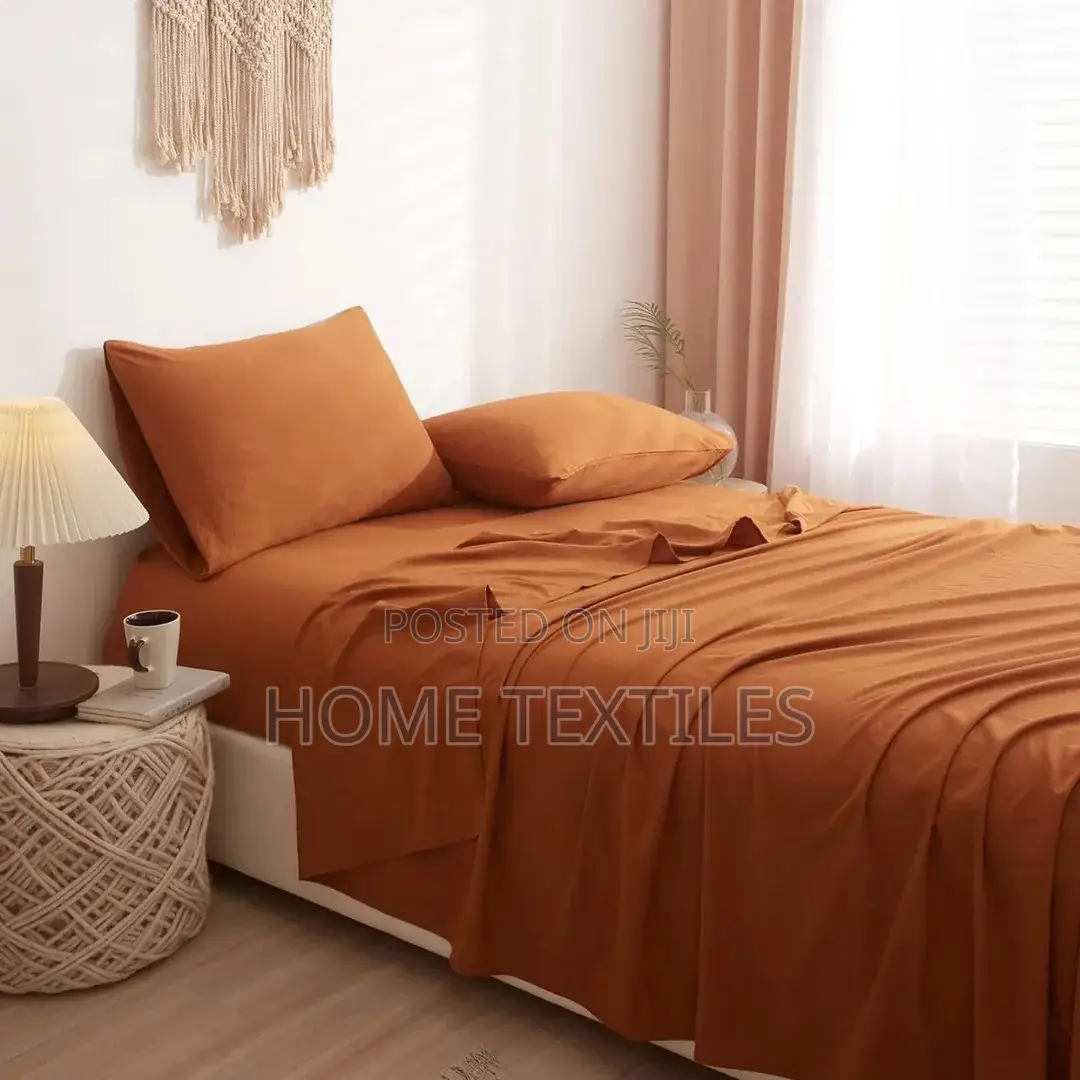 2 Brown Bedsheets and 4 Pillowcases