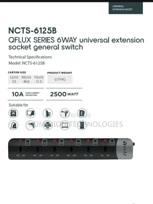 NCTS-6125b 6way Extension Sockets Universal 1.8m