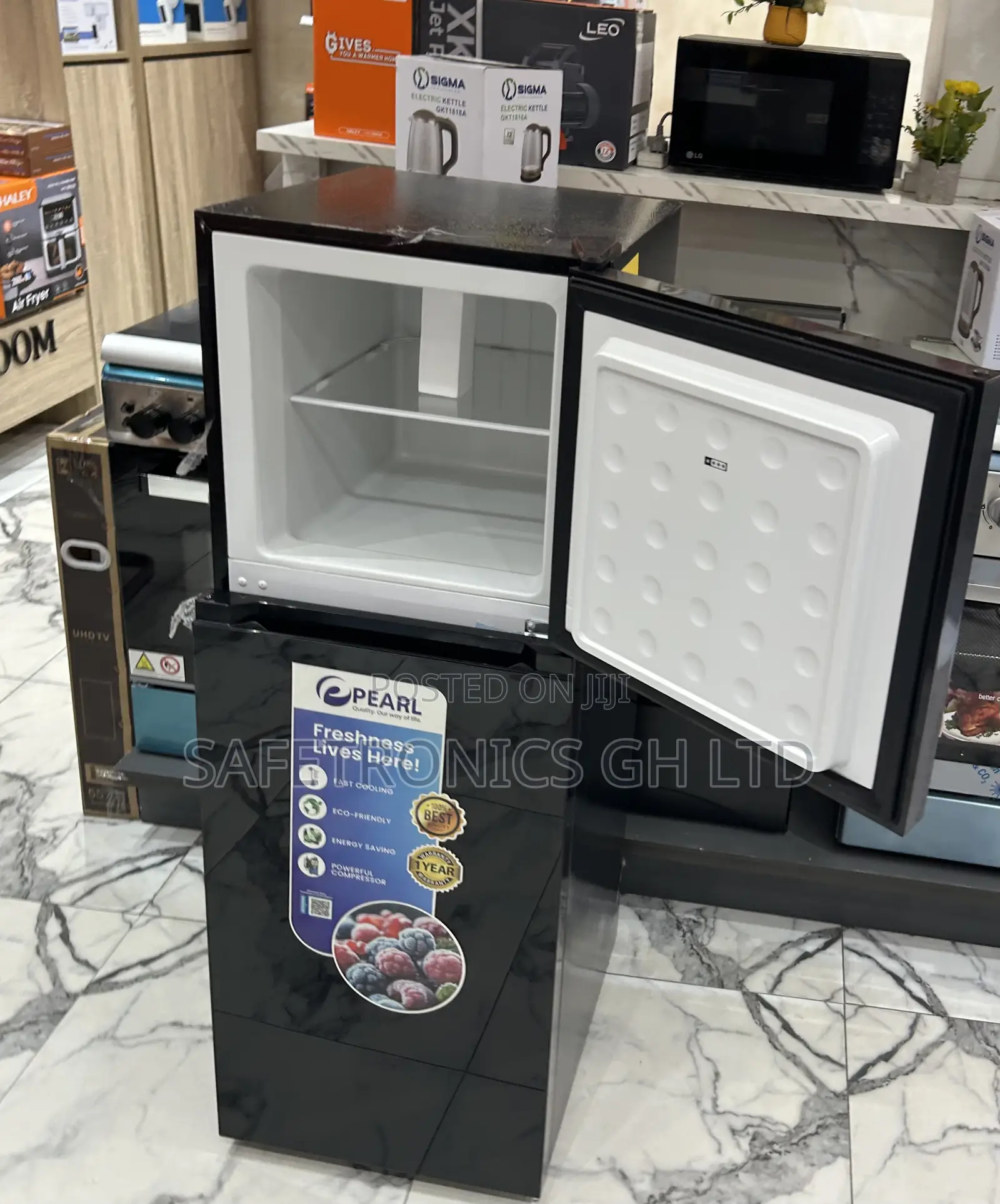 Get Genuine Pearl Black Glass Topfreezer 2 Doors Pf-216tbg-5e Fridge