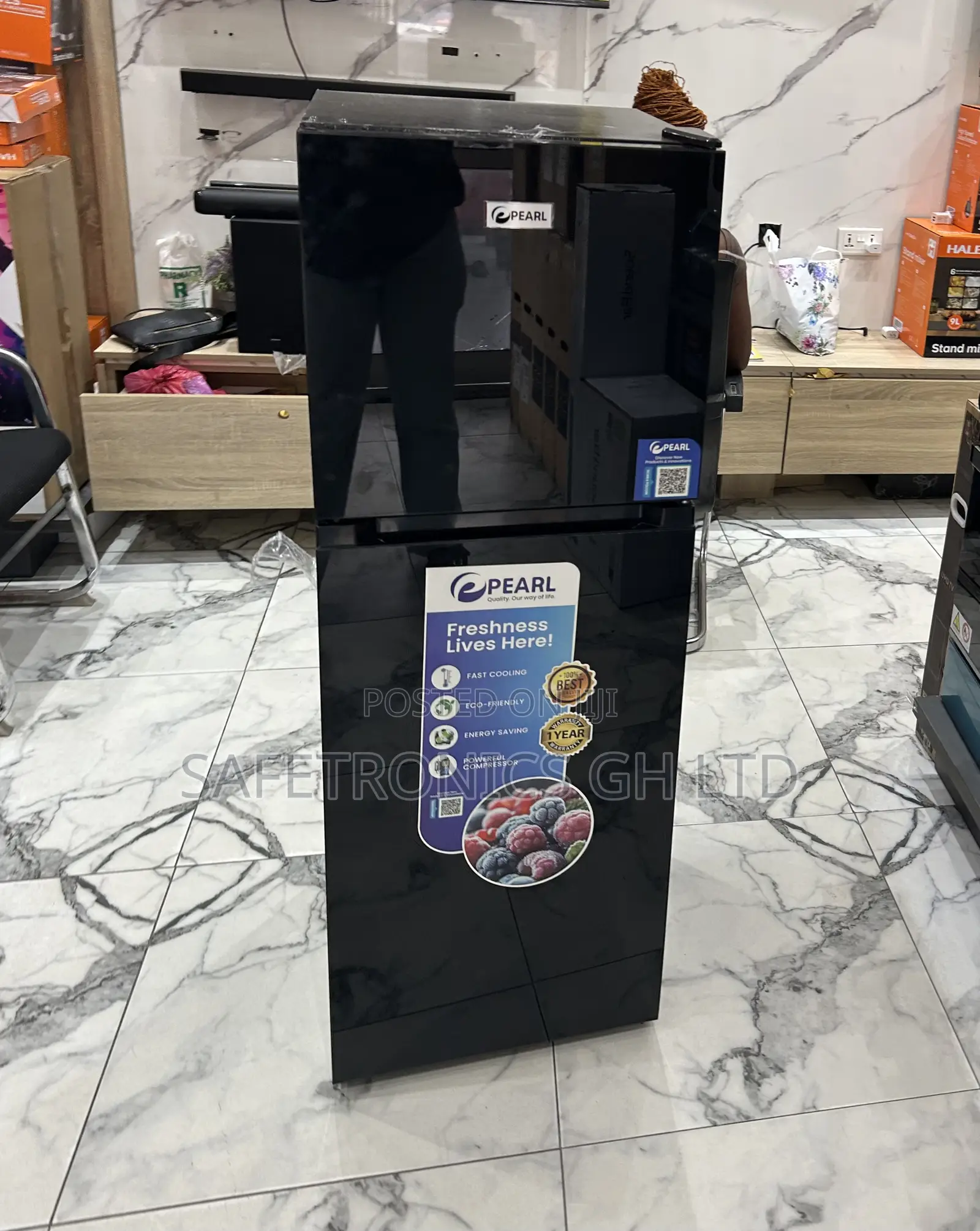 Order Good Black Glass Pearl Top Mount Pf-216tbg-5e 2 Doors Fridge