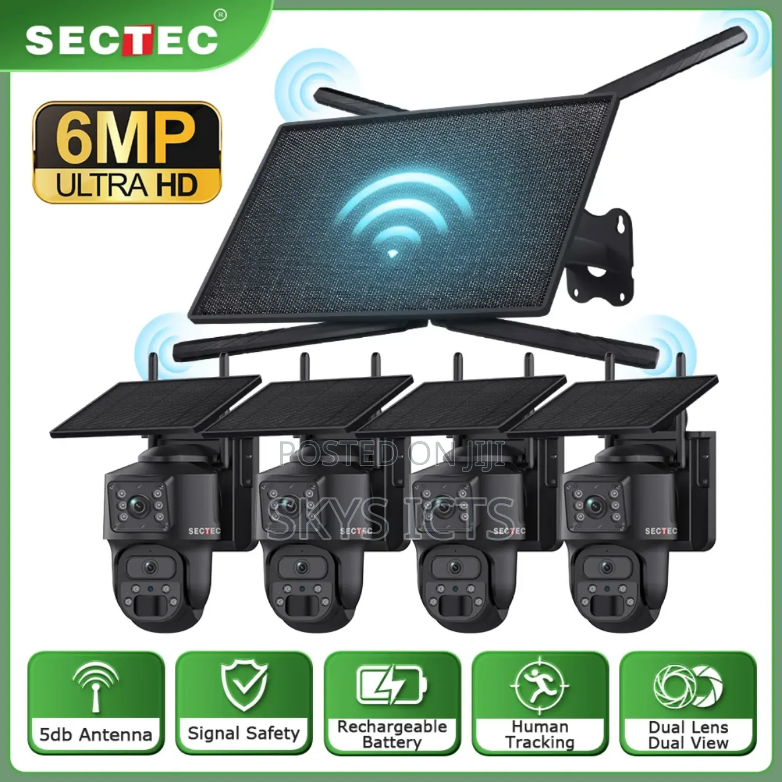 4 Set  Solar Dual Lens Camera With 4g Router - Kit