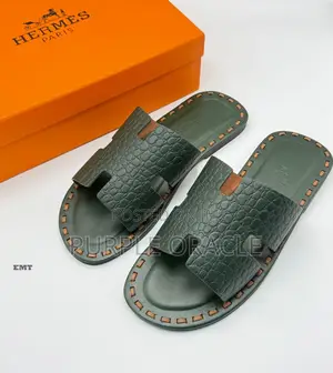 Hermès Luxe Embossed Leather Slides