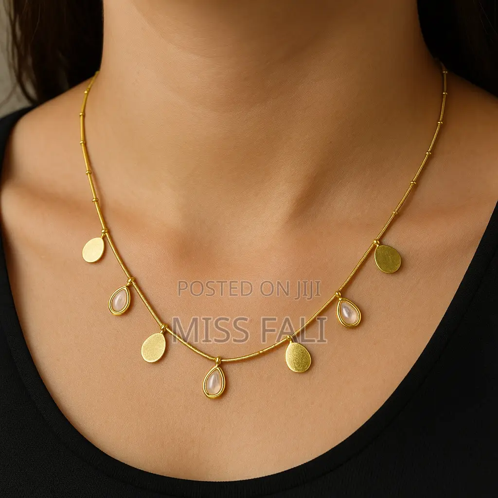 Gold and Stone Drop Necklace