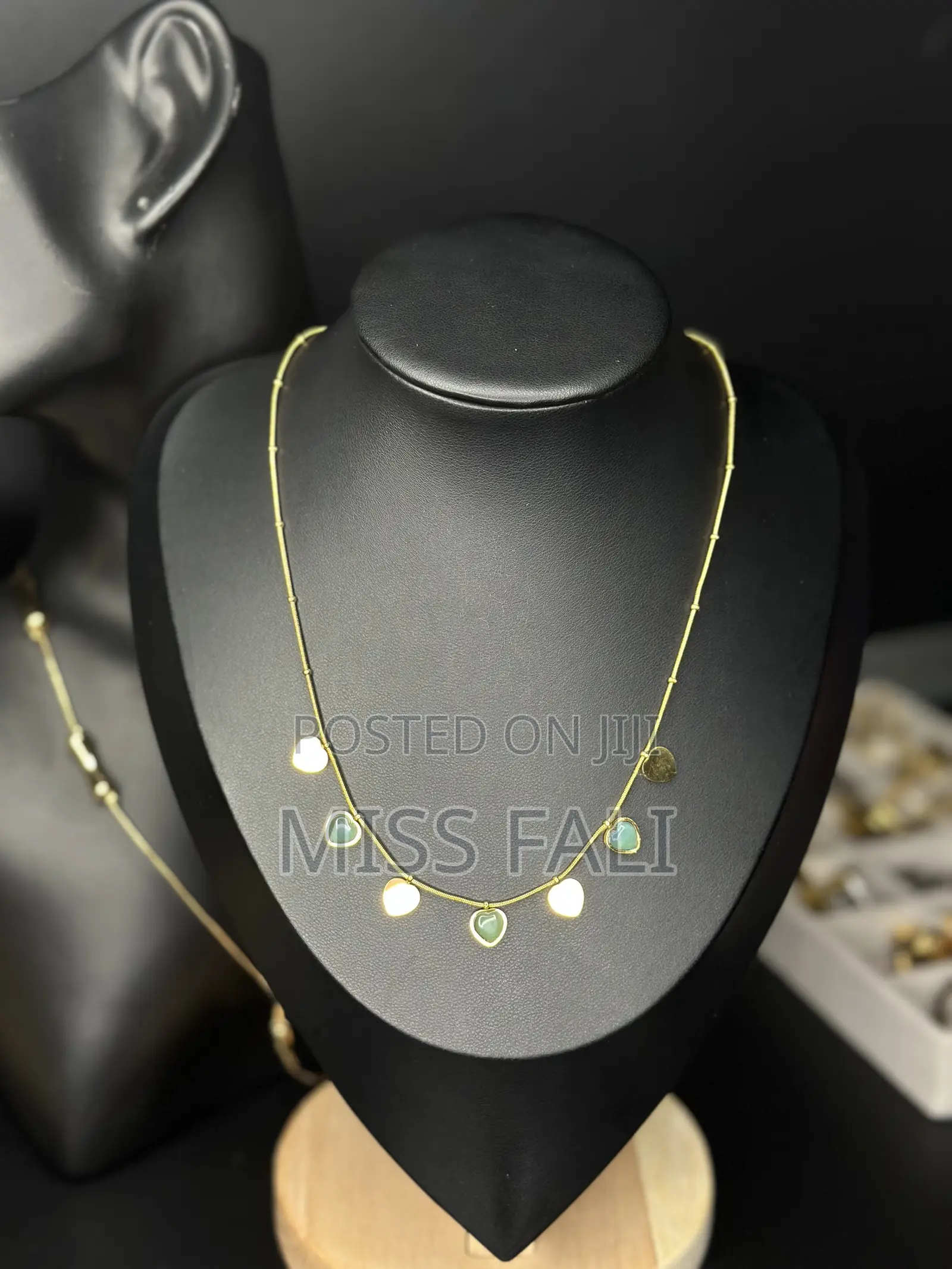 Gold and Stone Drop Necklace