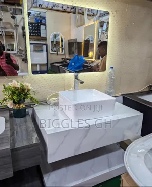 Marble Vanity Cabinet Basin With Led Mirror